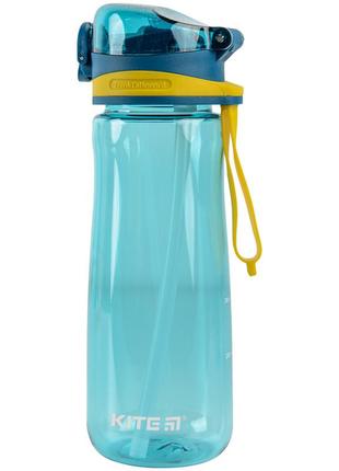 Бутылка для воды 600 мл с трубочкой зеленая, kite (k22-419-03)