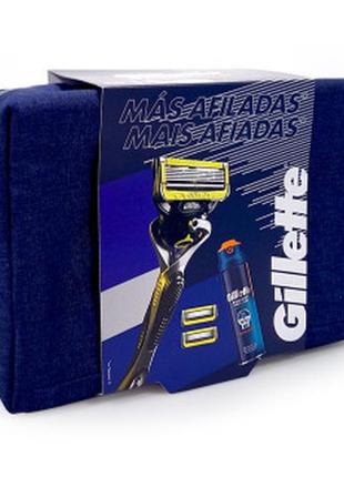 Подарочный набор gillette proshield (бритва + 3 сменных картриджа + гель для бритья 170 мл + сумка) 02512