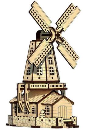 3d пазл конструктор механічний із дерева pazly млин 104 деталі