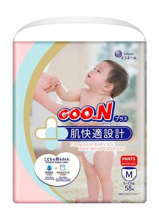 Трусики-подгузники goo.n plus для детей 6-12 кг (размер m, унисекс, 58 шт) 843339