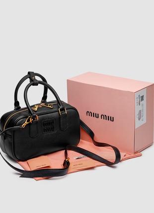 Жіноча сумка в стилі miumu arcadie leather bag black premium.