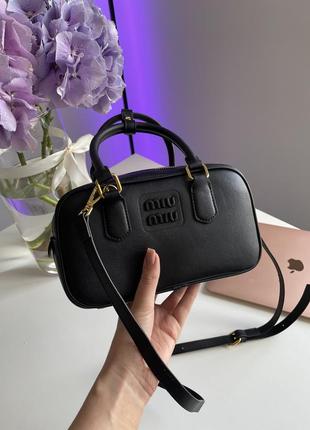 Женская сумка в стиле miumu arcadie leather bag black premium.