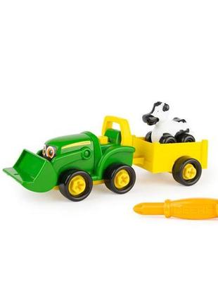 Игровой набор-конструктор john deere kids трактор с ковшом и прицепом (47209)