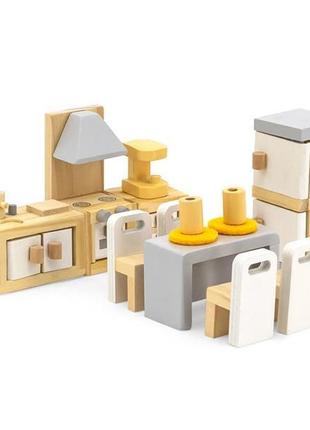 Деревянная мебель для кукол viga toys polarb кухня и столовая (44038)