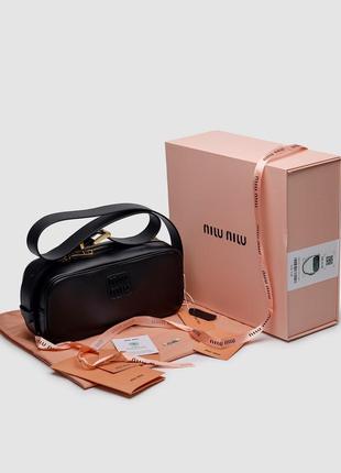 Женская сумка в стиле miumiu nappa leather shoulder bag black premium.