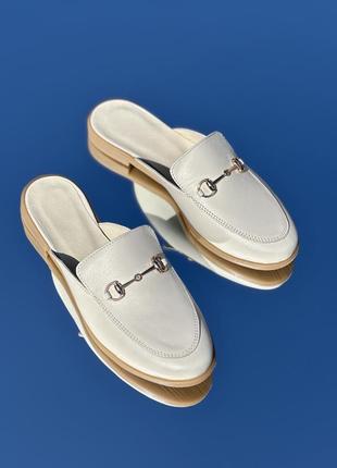 Жіночі шкіряні сабо мюлі молочні бежеві натуральна шкіра замша під замовлення всі кольори 36-43р