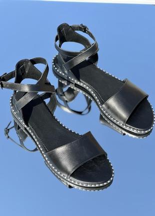 Жіночі шкіряні босоніжки чорні натуральна шкіра замша на замовлення всі кольори 36-44р