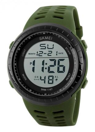 Часы наручные мужские skmei 1167ag army green, брендовые мужские часы. цвет: зеленый