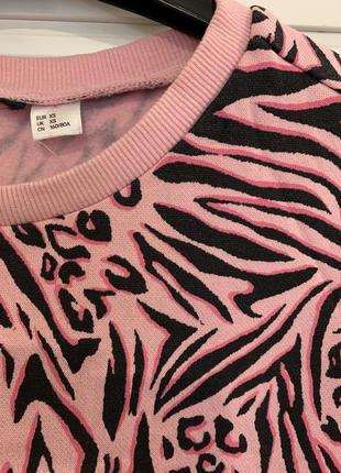 H&m укорочений світшот кроп рожевий леопардовий5 фото