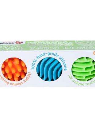 Прорезыватель-погремушка сенсорные шары fat brain toys sensory rollers 3 шт.  (f161ml)