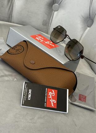 Солнцезащитные очки ray ban темно коричневая линза полный комплект1 фото