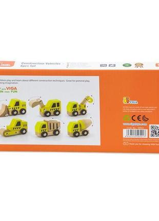 Набор игрушечных машинок viga toys стройтехника, 6 шт. (50541)3 фото