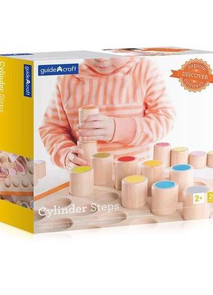 Деревянный сортер guidecraft manipulatives цветные цилиндры (g6734)