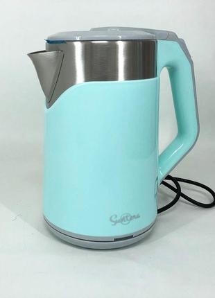Электрочайник suntera ekb-328b 2л, стильный электрический чайник, бесшумный чайник, электронный чайник2 фото