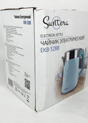 Электрочайник suntera ekb-328b 2л, стильный электрический чайник, бесшумный чайник, электронный чайник5 фото