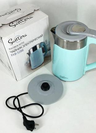 Электрочайник suntera ekb-328b 2л, стильный электрический чайник, бесшумный чайник, электронный чайник3 фото
