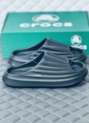 Шльопанці жіночі літні чорні Icon crocs calm slide black шльопання крокс