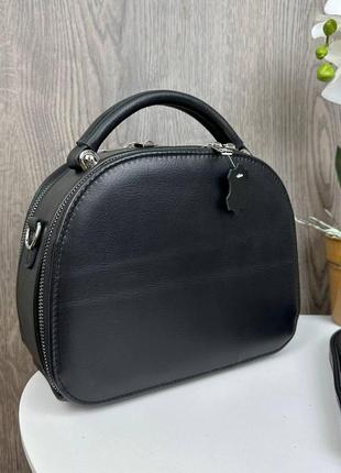 Шкіряна сумка жіноча каркасна стиль зара чорна, міні сумочка з натуральної шкіри2 фото