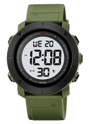 Годинник наручний чоловічий skmei 2122agwt army green-white, армійський годинник протиударний. колір: зелений