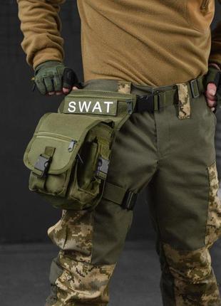 Тактическая сумка поясная на ногу swat oliva лг7185