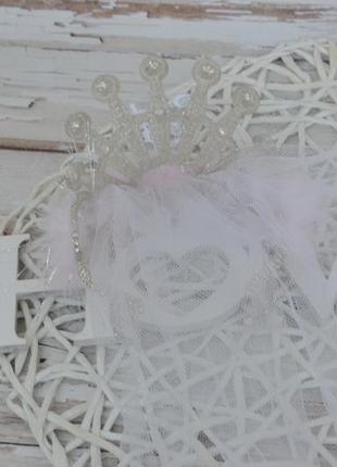 Обруч обідок для нареченої на дівич-вечір "bride to be " з фатою пластиковий рожевий / срібний7 фото