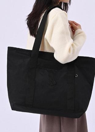 Женская сумка шопер тканевая черная 71-6396a