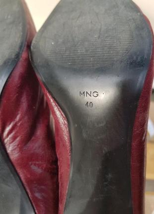 Элегантные стильные кожаные вишневые бордовые туфли ботильоны mng mango 4010 фото
