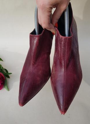 Элегантные стильные кожаные вишневые бордовые туфли ботильоны mng mango 405 фото