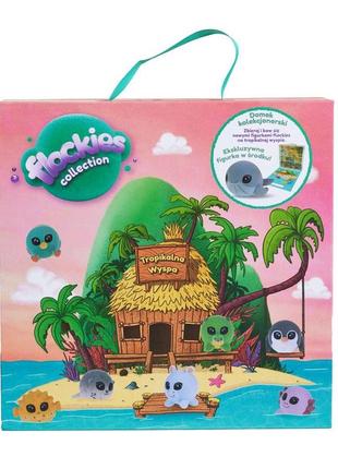 Ігровий колекційний набір flockies - тропічний острів (будиночок, ексклюзивна фігурка)