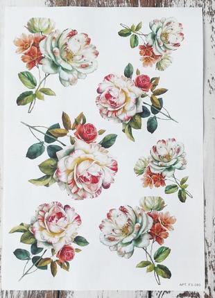 Декупажна карта а-4 "троянди". 1 шт