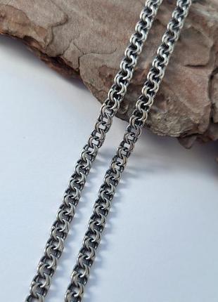 Серебряная черненная цепочка цепь плоский бисмарк 55 cм 9.50г серебро 925 пробы ц5ч 3.5мм