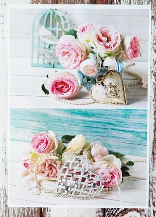 Декупажна карта а-4 "троянди і серце". 1 шт