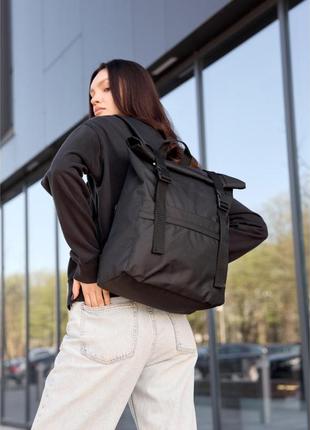 Женский рюкзак ролл sambag rolltop milton черный тканевый