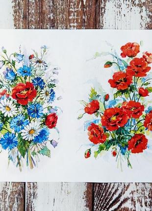 Декупажна карта а-4 "польові квіти". 1 шт