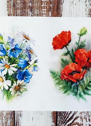 Декупажная карта а-4 "полевые цветы". 1 шт