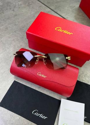Солнцезащитные очки cartier с деревянными дужками и коричневыми стеклами g226