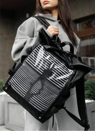 Женский рюкзак hacking  черный принт "girl"8 фото