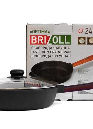 Сковорода чугунная optima-bordo 240 х 60 мм с крышкой