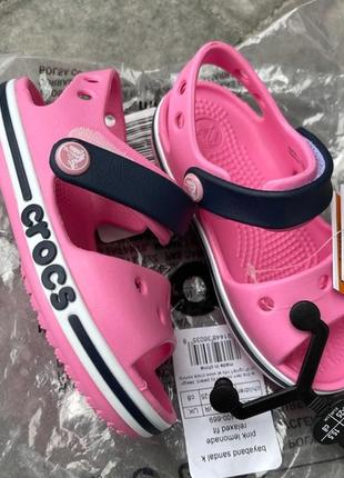 Крокс сандалі баябенд дитячі рожеві crocs bayaband sandal kids pink lemonade9 фото