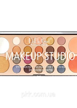 Палетка теней для век dodo gir make up studio с хайлайтерами и румянами на 20 оттенков 50 гр. dodo girl