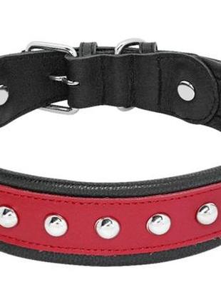 Шкіряний нашийник для собаки xl (56-70 см) lockdog чорно-червоний (2000002397908)