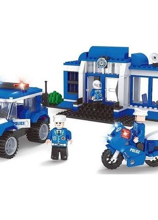 Конструктор "поліцейська база", 225 деталь 35х5,5х25 см ausini біло-синій (2000002835066)