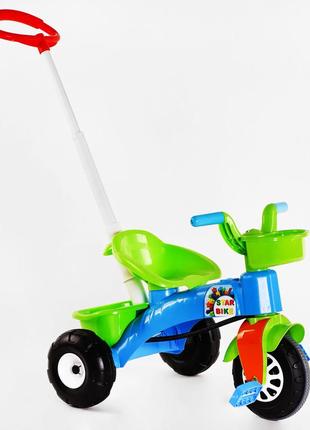 Велосипед трехколесный с родительской ручкой 65х49х90 см pilsan зелено-голубой (2000002835998)
