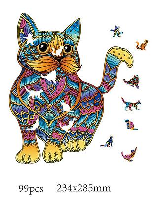 Деревянные цветные пазлы кот cat rainbowooden eureka