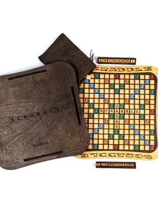 Настольная развивающая игра scrabble эрудит zamas wood 33 х 33 х 3,3см ручная работа