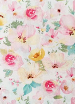 Ткань хлопок "акварельные цветы розовые". отрез 40*50 см.