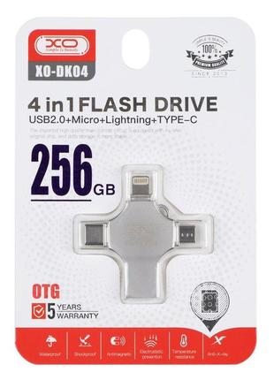 Kr usb flash drive xo dk04 usb2.0 4 in 1 256gb