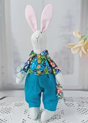 Інтер'єрна іграшка в стилі тильда "кролик весняний"