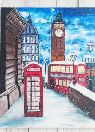 Картина "улицы лондона", акрил на холсте. 40*50 см, без рамы