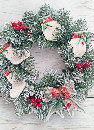 Рождественский (новогодний) венок заснеженный